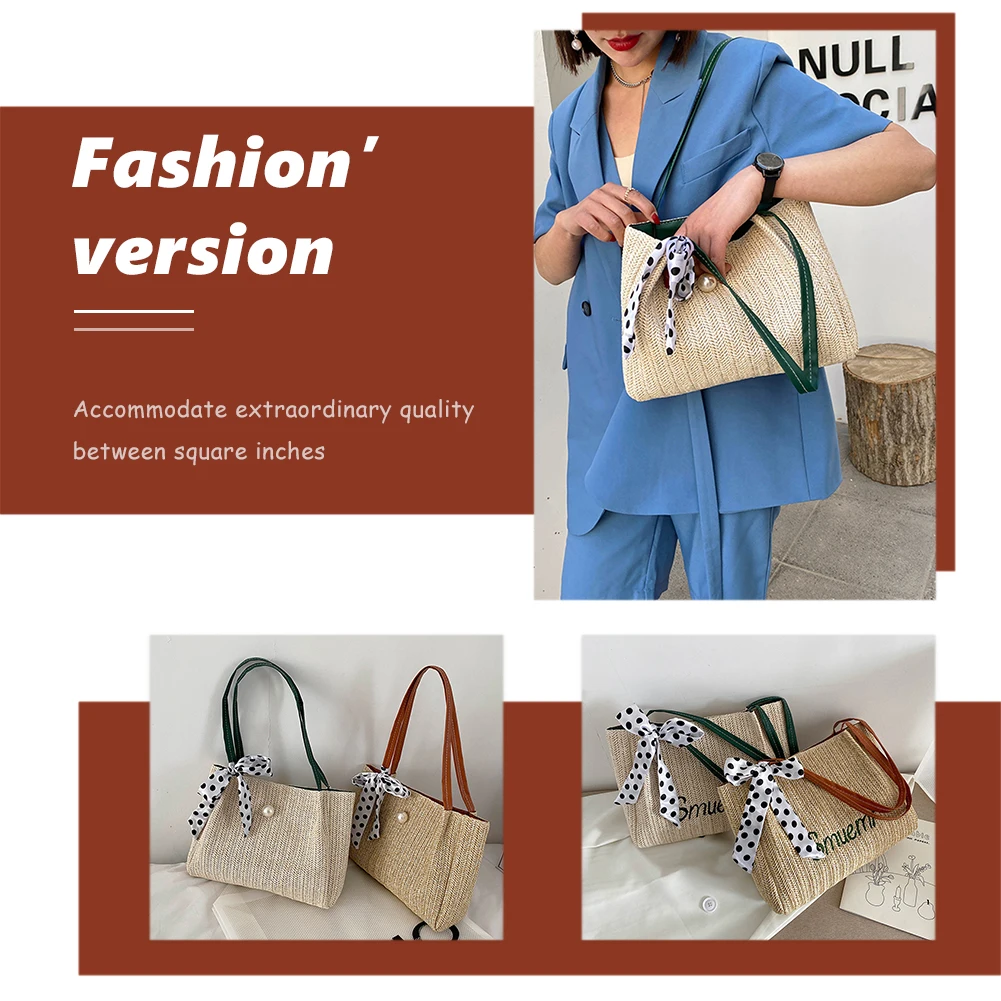 Женские сумки на плечо соломенные тканые вместительные повседневные женские