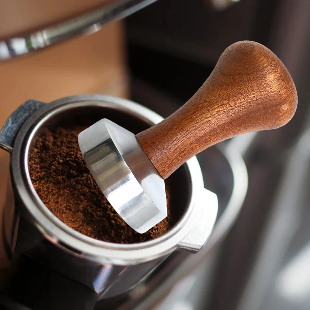Coffee tamper 51/53/58mm Food Grade Tamper Leveler Wooden Handle Distributor for Maker coffeeware barista | Дом и сад