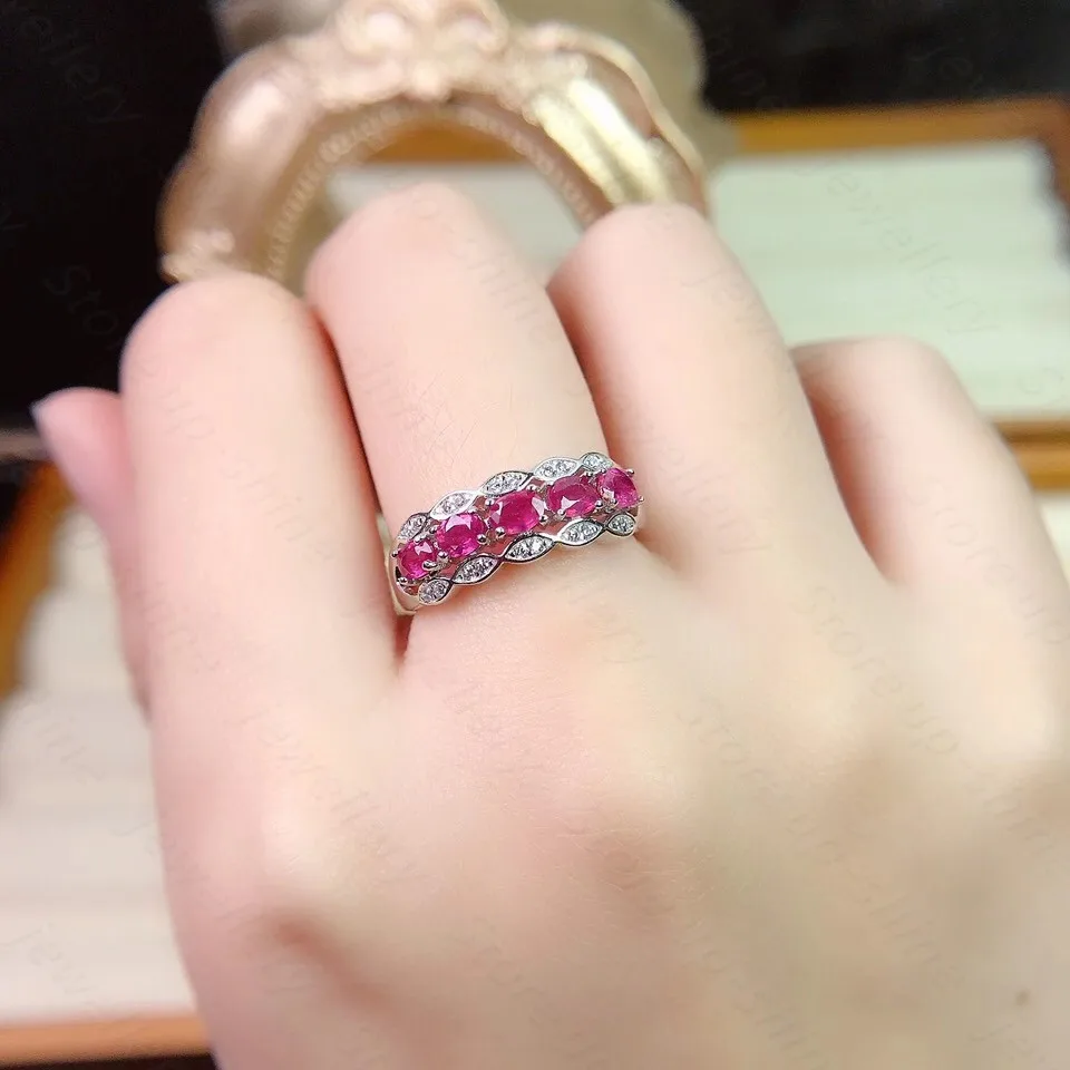 New Fashion 925 Silver Ring  Ruby  Gemstones  Female Rings for Friends party Gifts Ornaments Jewellery