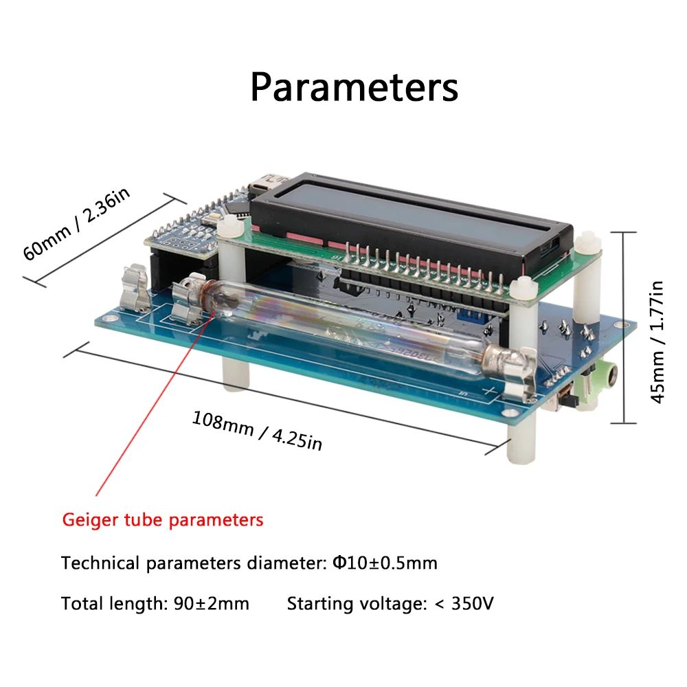 Счетчик Гейгера с ЖК дисплеем и кабелем Arduino Nano USB|Детекторы электромагнитной