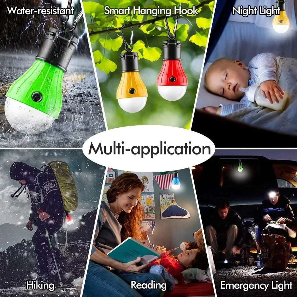 

Portable Lighting Lantern Tent Light LED Bulb Hanging Hook Lamp Emergency Lights Camping hiking Fishing Tent Lantern Use 3*AAA