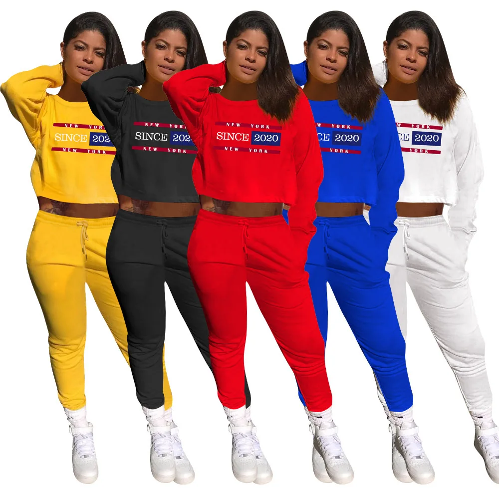 

Activewear Letter Print Women's Set Sweatshirt Jogger Pants Set Tracksuit Sport Fitness Two Piece Set Matching Outfit