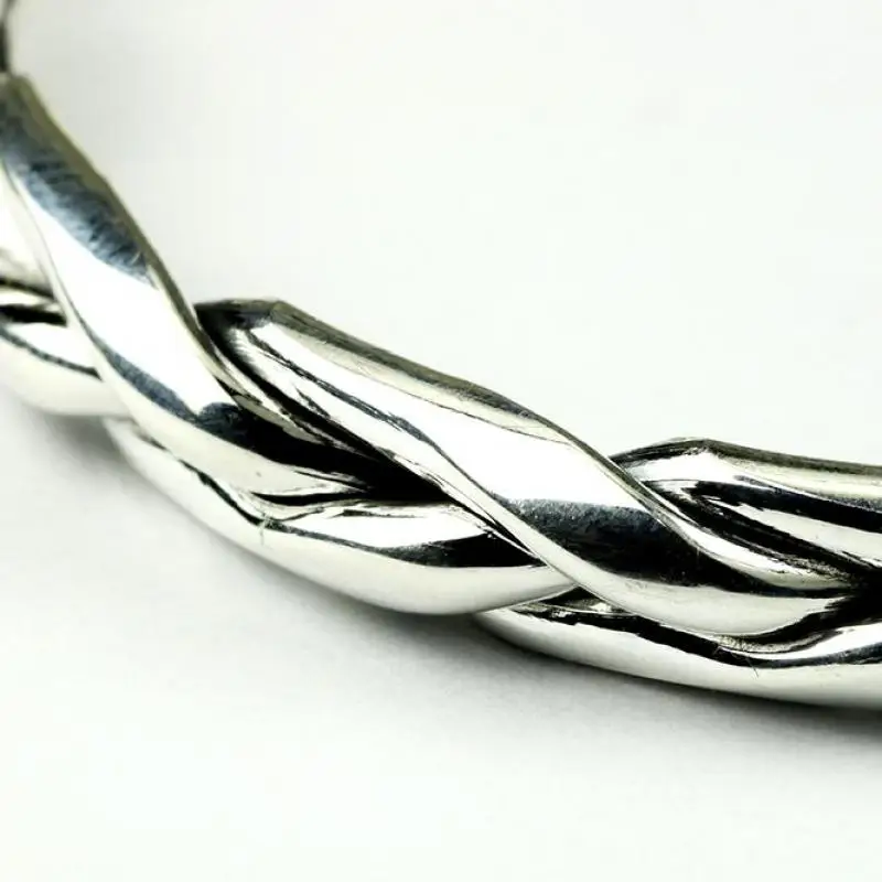 Винтажный гарантированный цельный Плетеный витой браслет из стерлингового