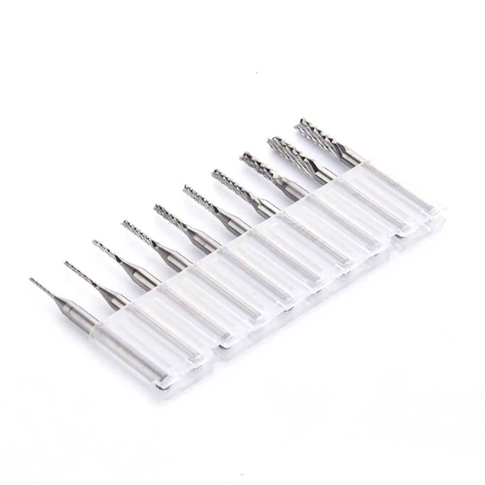 10 шт. набор с титановым покрытием твердосплавные концевые фрезы гравировальный