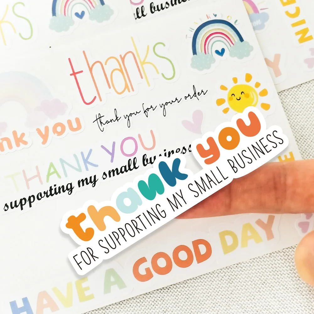 10 Sheet cute thank you stickers cake decor labels thank you for supporting my small business stickers for stationery stickers