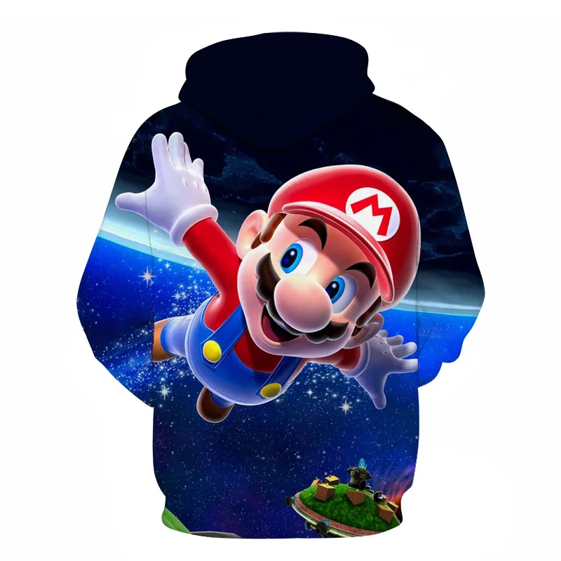 

Spring and Autumn New Cow Men's and Women's Hoodies 3D Printing Children's Cartoon Mario Long Sleeve Plus Size Coat