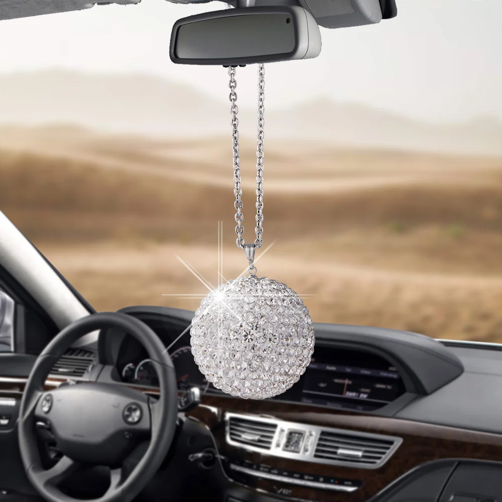 Большой размер Bling искристый Алмазный кристалл шар автомобиль кулон креативный авто украшение автомобиля заднего вида зеркальный орнамент висячие украшения