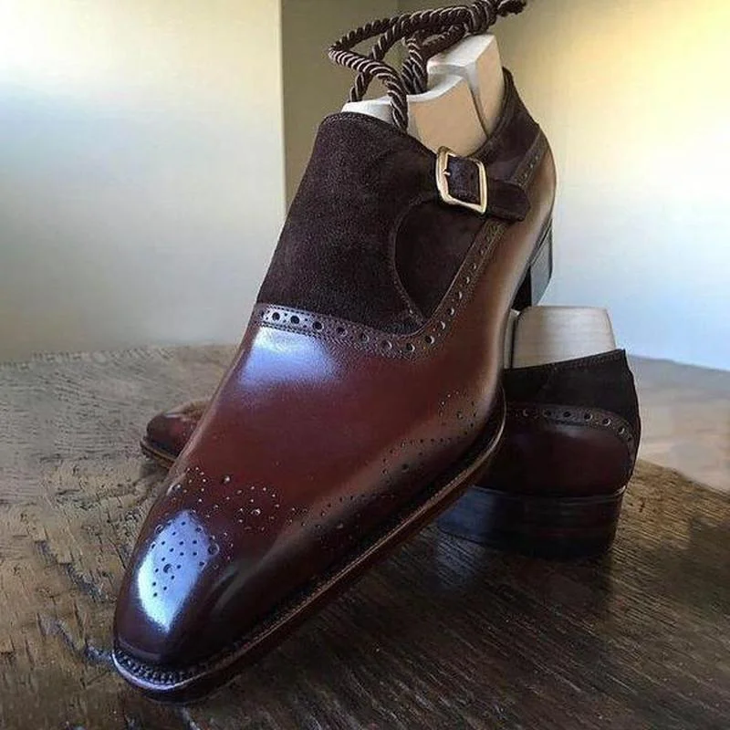 

Monk Buckle 2021 New Comfortable Classic PU Leather Shallow Men Shoes Casual Business Shoes Fashion мужская обувь Concise KB364