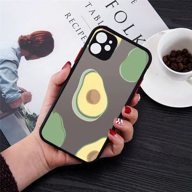 

avocado aesthetic Gteen Fruit Phone Case Transparent Matte for iPhone 7 8 11 12 s mini pro X XS XR MAX Plus cover funda