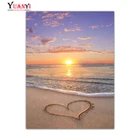 5D Сделай Сам полностью квадратная Алмазная вышивка полная круглая мозаика Алмазная Картина море закат сердце природа пейзаж домашний декор