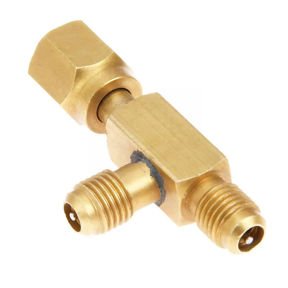 

Fluoride Tee Adapter Refrigeration Tool Air Conditioning 1/4" Charging Safety 5/16" Hose Fitting Male/female In F4a1