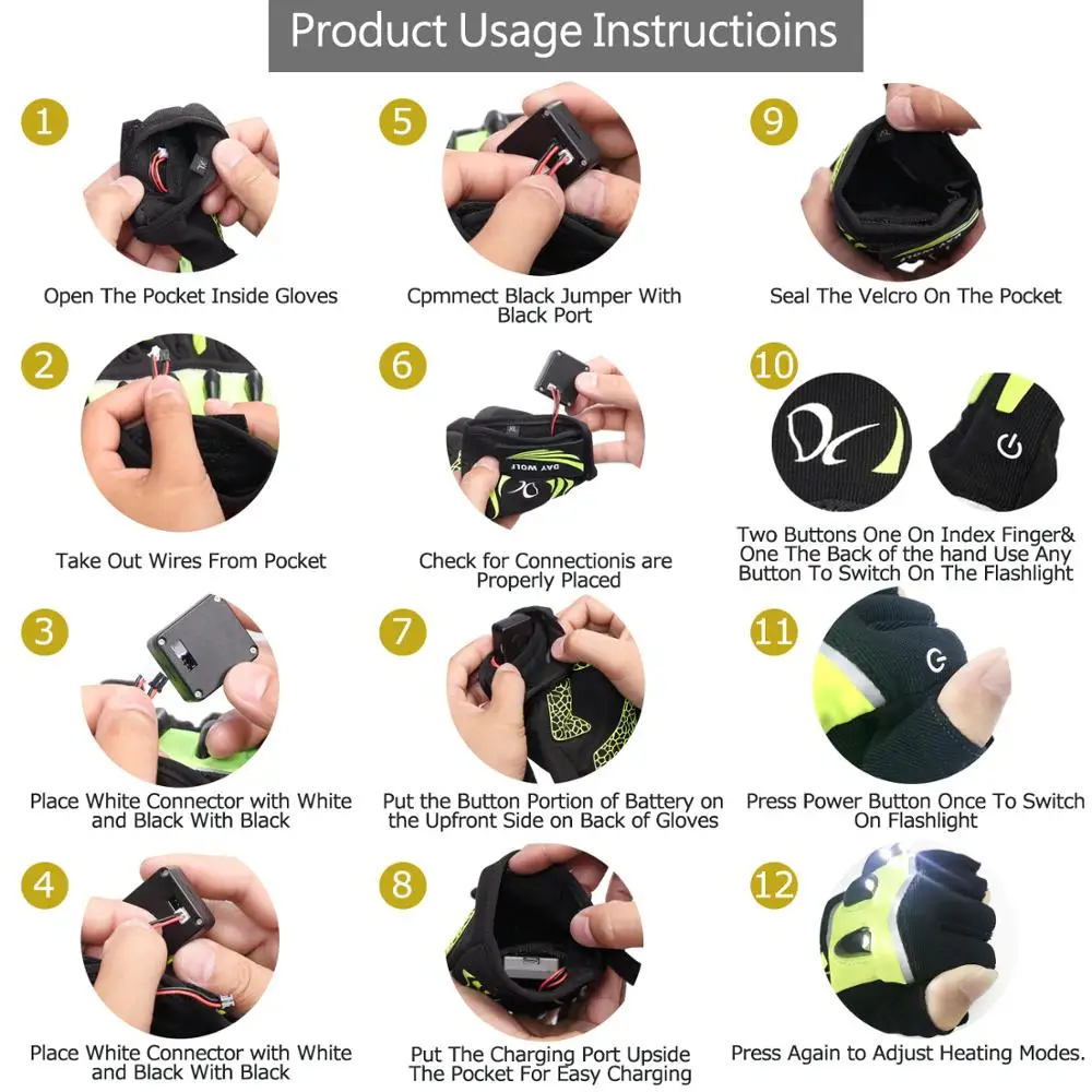 Новые светодиодсветодиодный ночные велосипедные перчатки с подсветкой