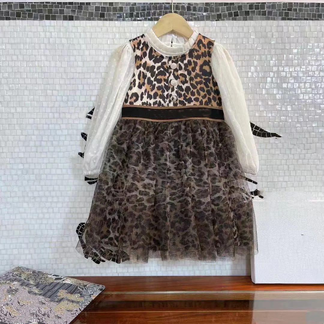 

2 шт., детское белое леопардовое платье для девочек 4, 6, 8, 10, 12, 14 лет, осень 2021