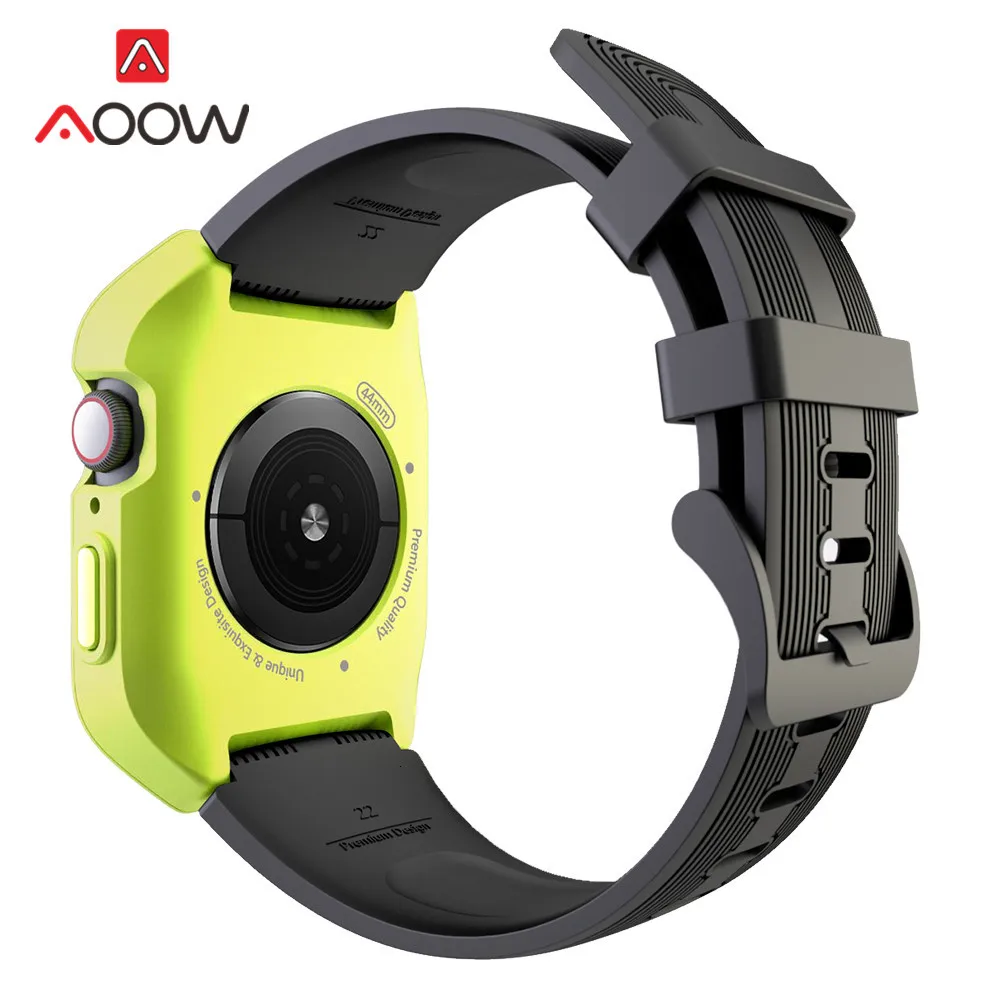 Силиконовый ремешок для часов с чехол для iWatch Apple Watch Series 4 44 мм Собранный защитный чехол для браслета