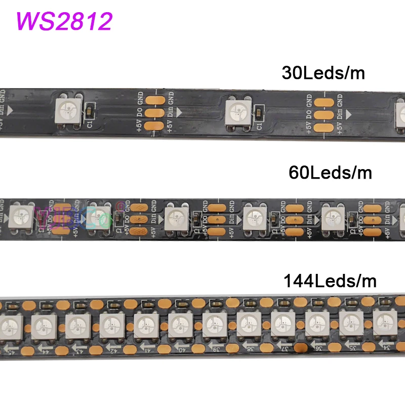 

1m/2m/3m/4m/5m WS2812B Smart LED Strip DC5V 30/60/74/96/100/144 leds/m WS2812 IC IP30/IP65/IP67 WS2812 pixels Lamp Tape