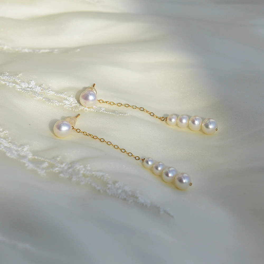 Lii Ji 925 Sterling Silver Drop Earrings Natural Freshwater Pearl Long Earrings Genuine Pearl Jewelry Mom Lover Gift