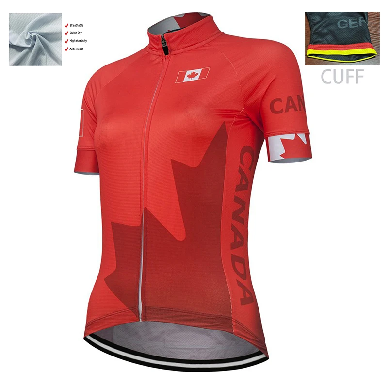 

CANADA Red Retro Universal Factory Outdoor Sports Competition Cycling Jersey Classic Polyester Breathable Customizable Ladies