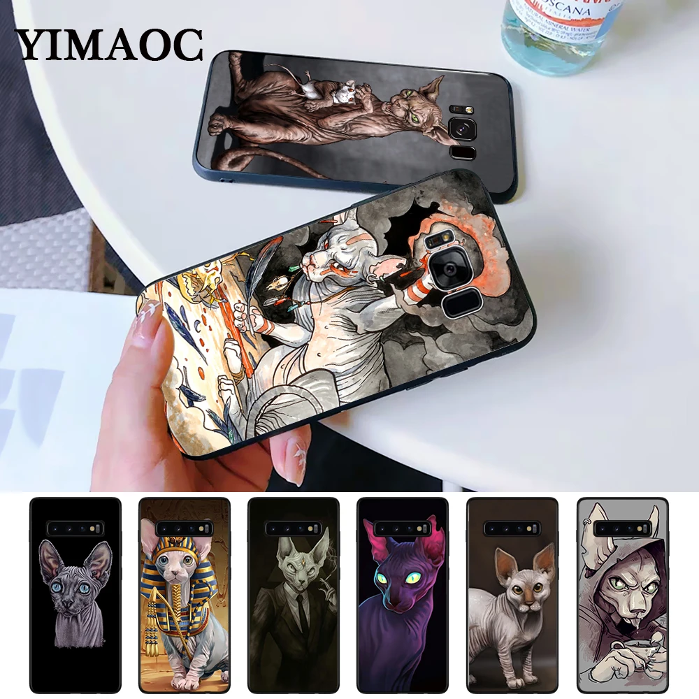 Татуировка Сфинкс Кошка силиконовый чехол для Samsung S6 Edge S7 S8 плюс S9 S10 S10e Note 8 9 10 M10 M20
