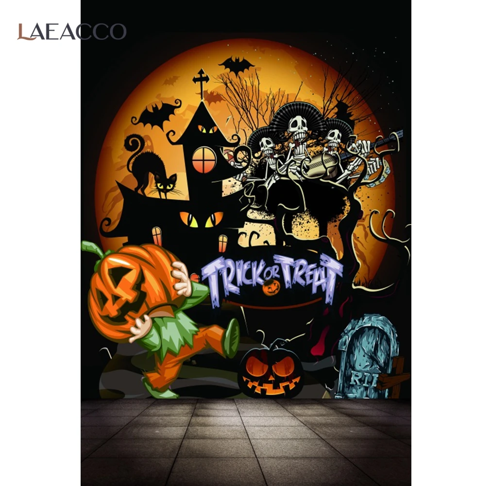 

Laeacco детский мультяшный граффити рисунок Хэллоуин фестиваль Тыква гробница трюк или лечение вечеринки Детская фотография