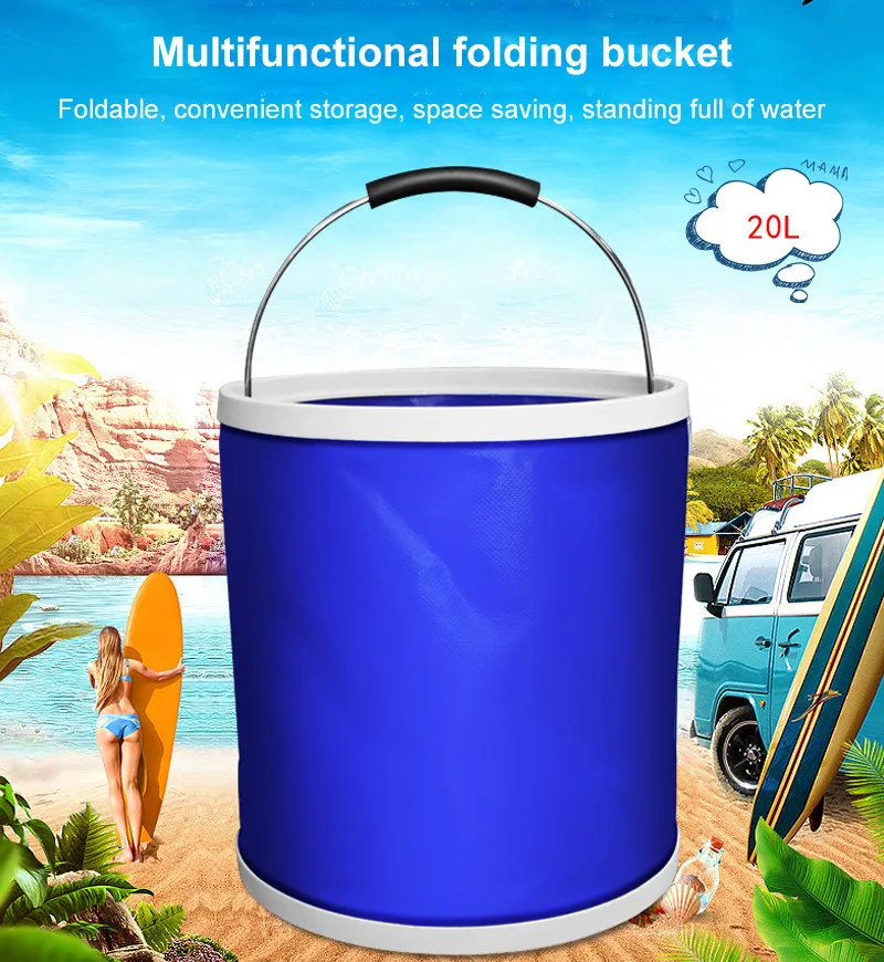 

Многофункциональное портативное складное ведро 20 л, ведро для отдыха на природе, рыбалки, автомобиля, товары для мойки автомобилей, мешки дл...