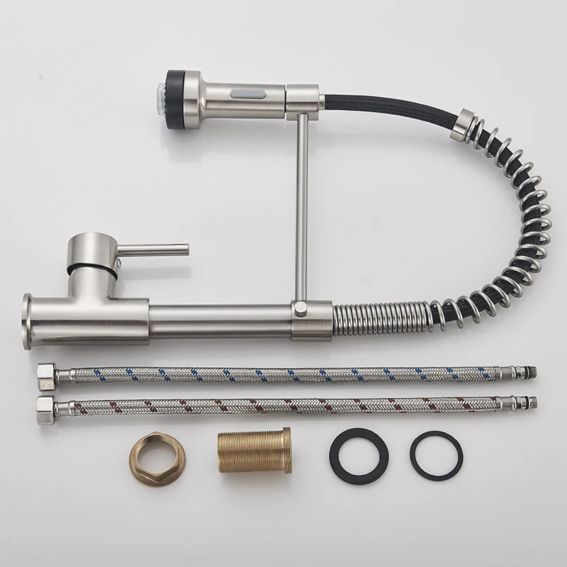 Смеситель для кухни Senlesen светодиодный кран с пружинным носиком матовый никель