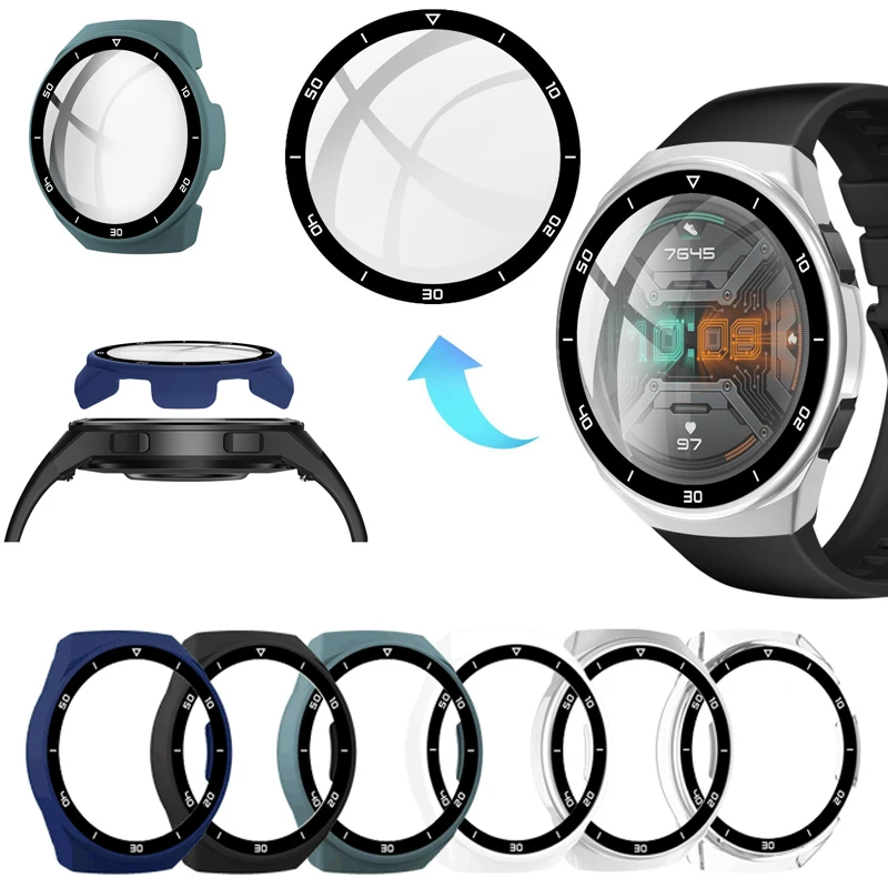 

Hard Full Edge Glass Screen Protector Case Shell Frame For Huawei GT 2e/GT2 E Sport Watch GT2e Protective Bumper Cover Accessory