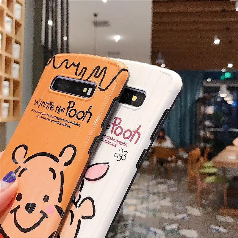 IUENUA изогнутый чемодан медвежонок пух чехол для телефона samsung Galaxy Note 10 S8 S9 S10 Plus 9 8