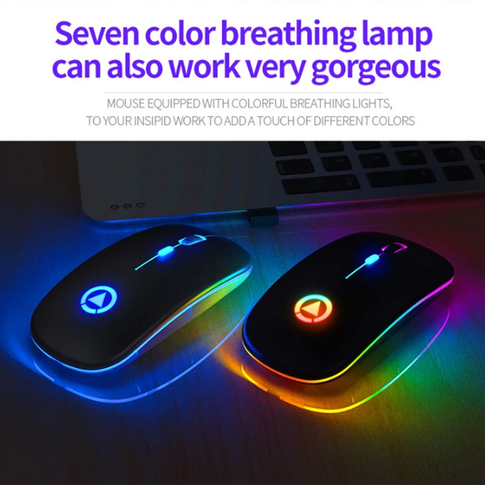 

Mini Wireless Bluetooth Mouse Rechargeable Silent LED Backlit Mice 2.4GHz USB Adjustable DIP Optical Mouse