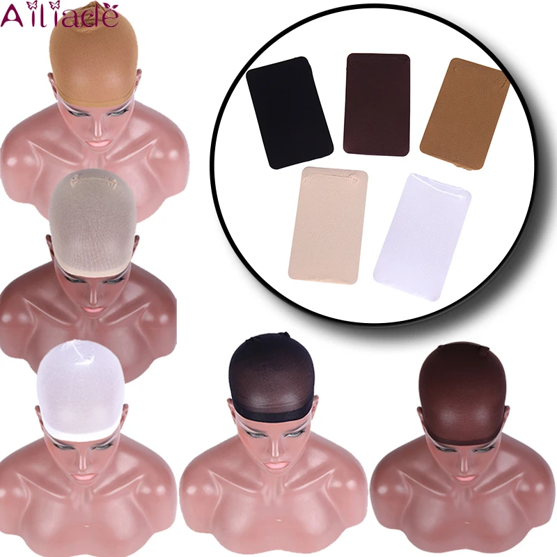 AILIADE 2/6/12Pcs/Pack Hair Mesh Wig Nets Liner Hairnets Glueless Dome Cap Stretchable Elastic Net Average size | Шиньоны и парики
