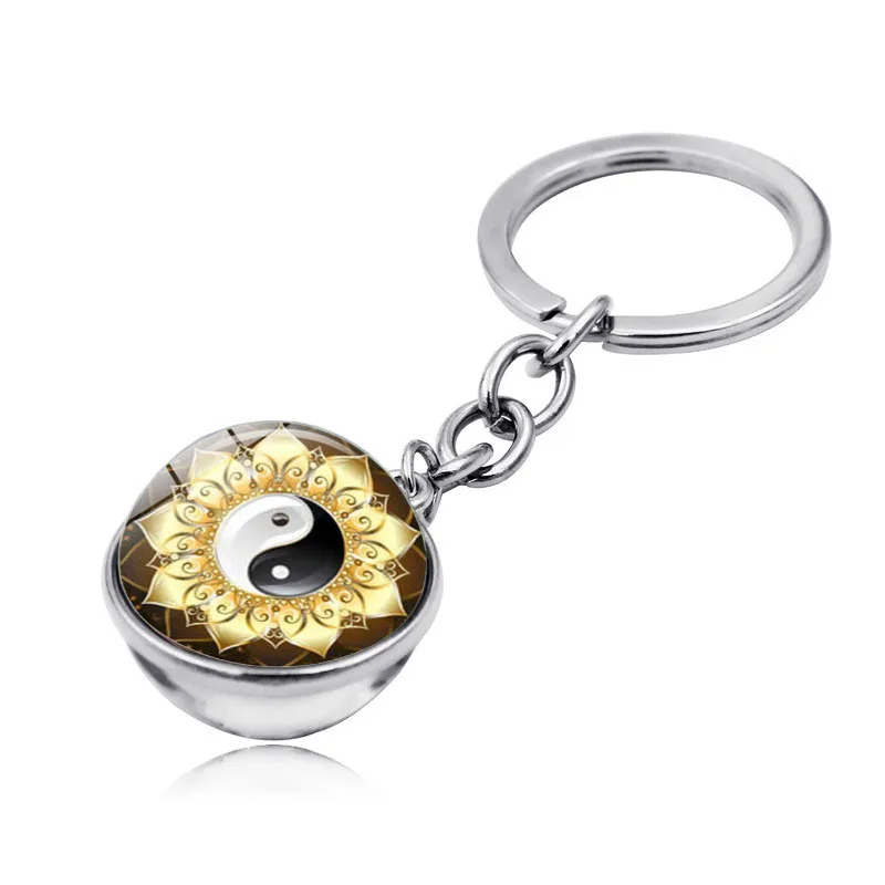 Брелок Инь Ян с узором тайчи двухсторонний стеклянный шар брелок подвеской
