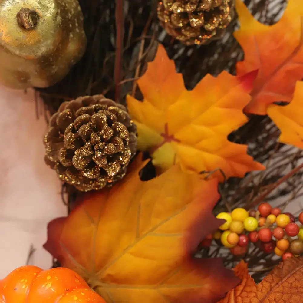 45 см Хэллоуин Тыква клен листья венка День благодарения передний дверной