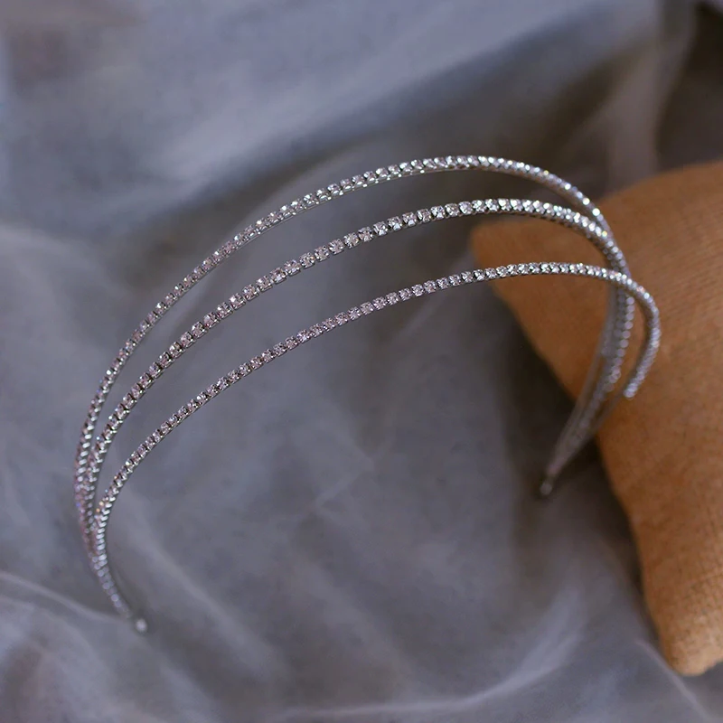 Корейская трехслойная Свадебная Тиара короны хрустальные повязки на голову для