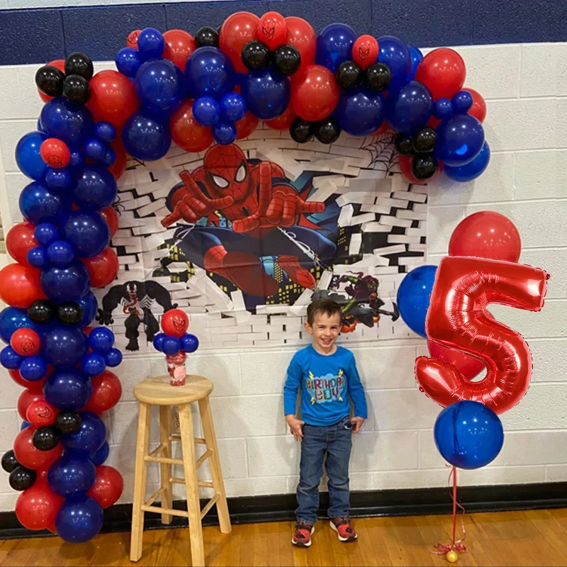 

123pcs Spiderman Latex Arch Kit Garland Balloon 30" Number 4 5 6 Supper Hero Birthday Theme Party Decorations Kids Gift Ballons