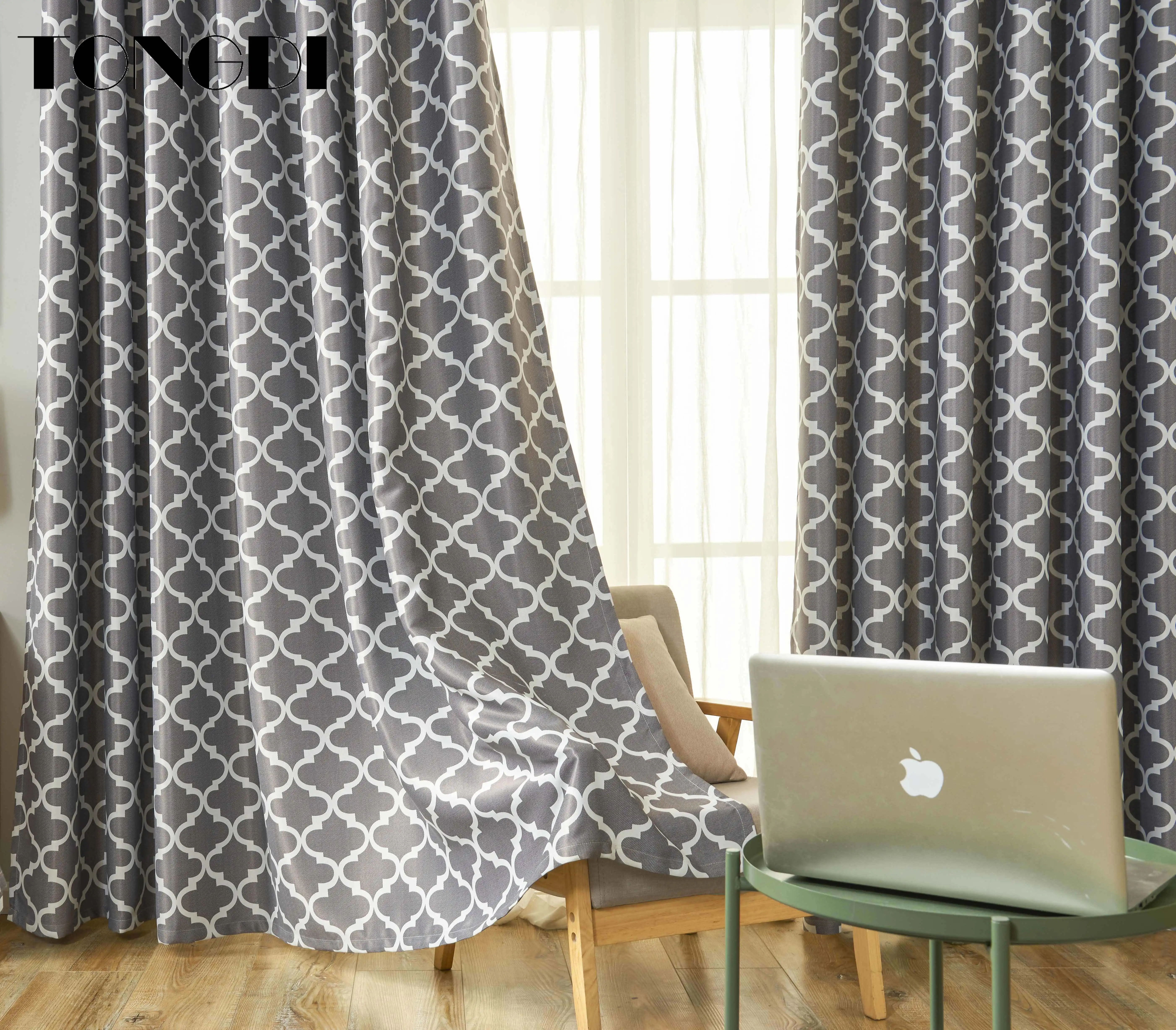 Светонепроницаемые шторы TONGDI с принтом современные сетчатые панели