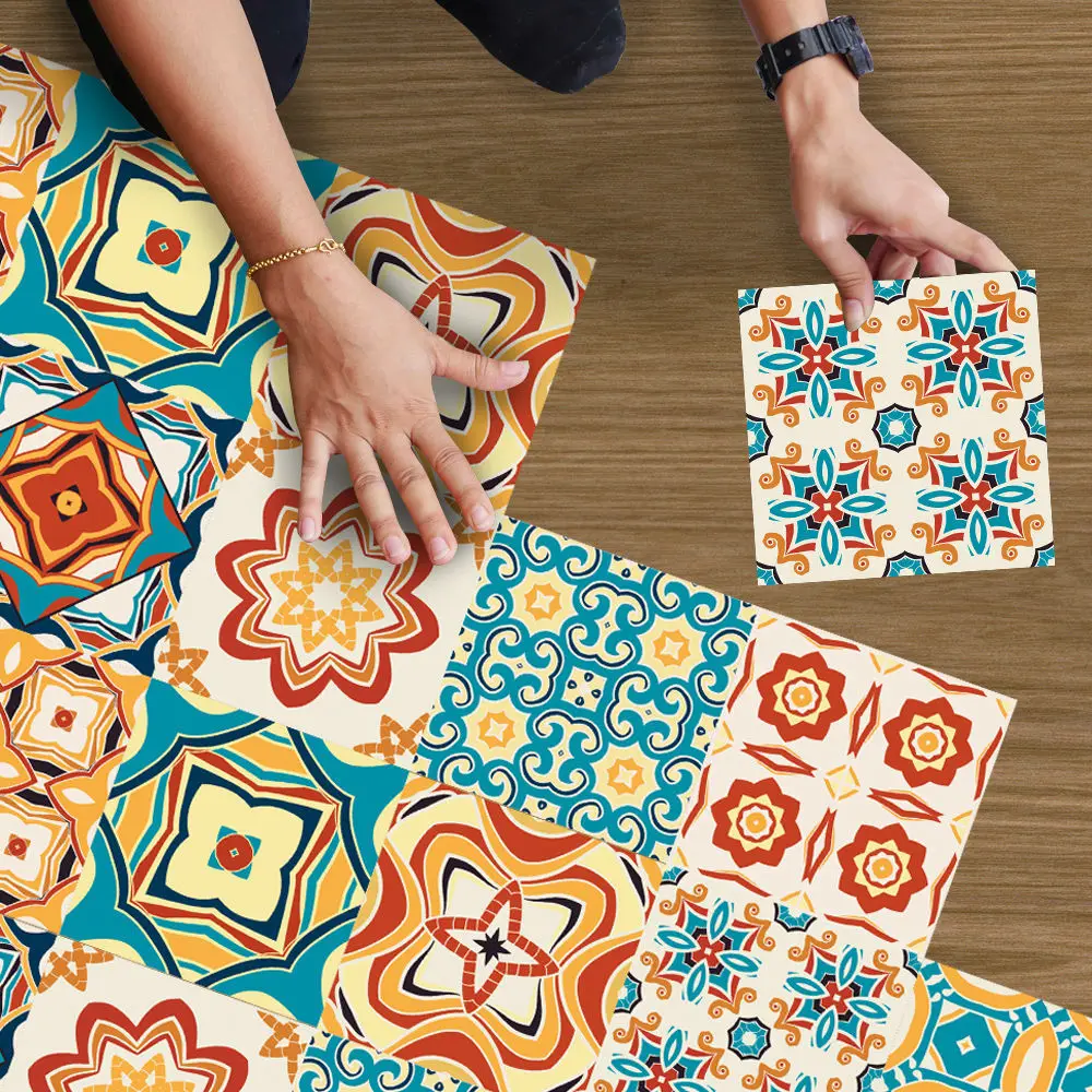 

Floor Stickers Self-Adhesive Wallpaper Bathroom Kitchen Waterproof Non-Slip Wear-Resistant Tile Sticker Home Decor Wall Stickers