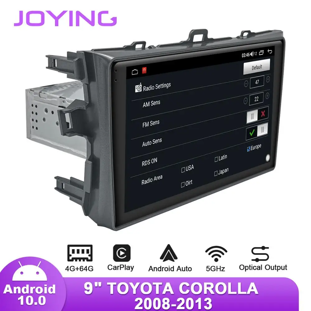 Автомобильное радио Joying Android10 для Toyota Corolla 2008 2013 GPS Carplay сабвуфер 5GWIFI SPDIF DSP
