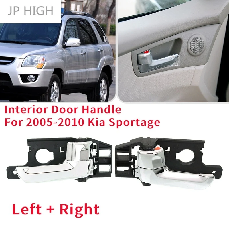 

2 шт. левая и правая внутренняя дверная ручка для 2005-2010 Kia Sportage Driver + пассажирская сторона черный + хром