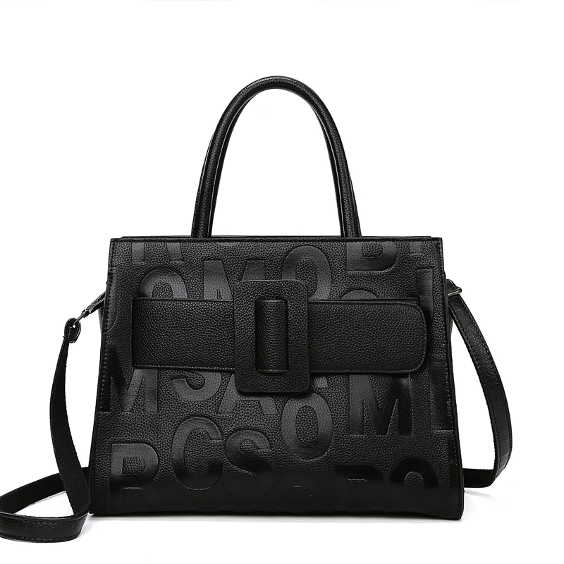 Женская кожаная сумка через плечо модная ретро тиснение женская на большая тоут