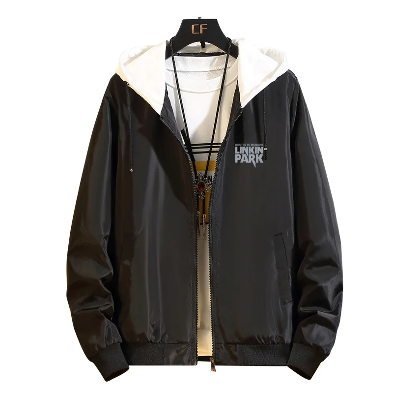 

Korean Version Of Men's Spring New Jacket Student Casual Hooded Reflective Print Jacket Men's Fashionable And Handsome Clothes