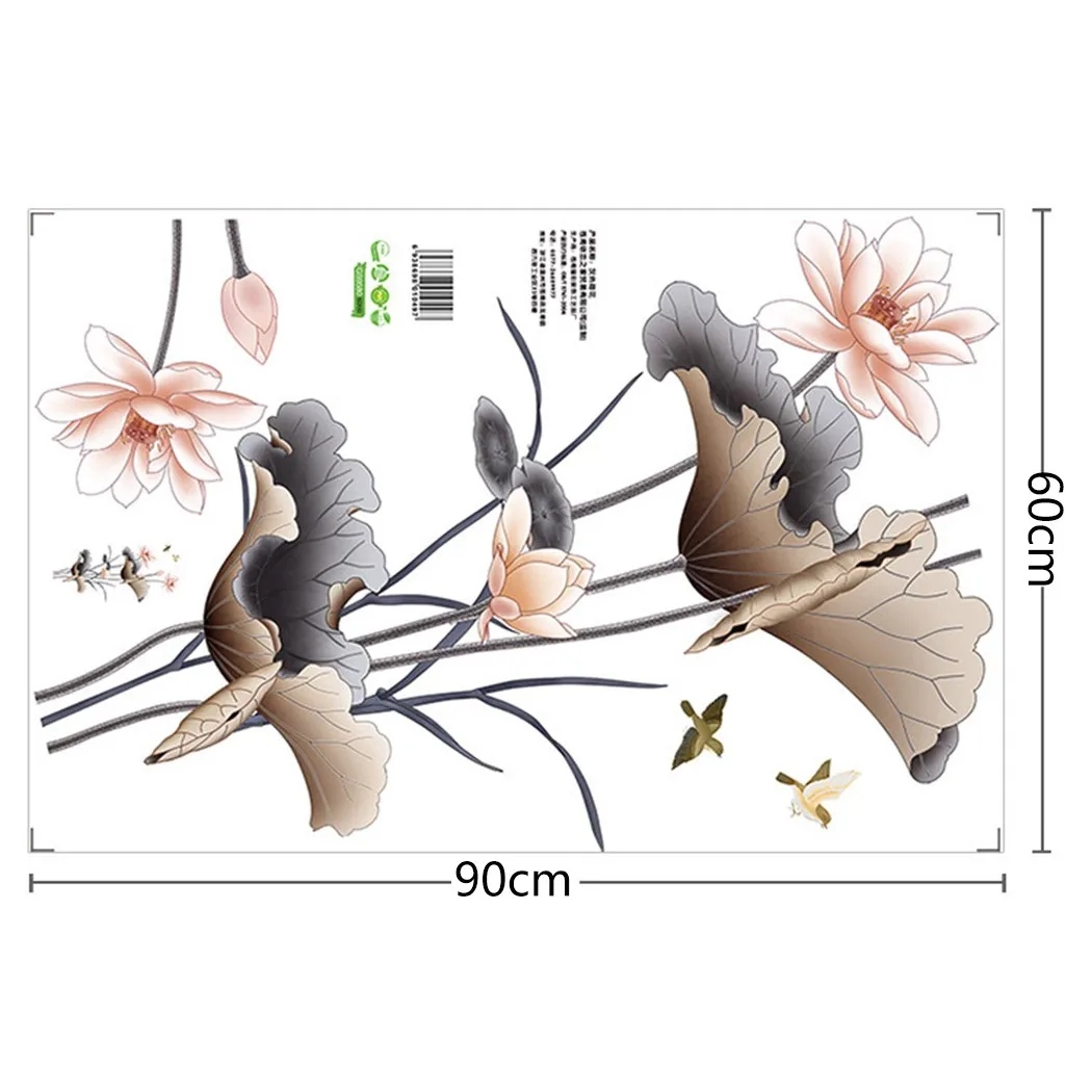 

Chinese Lotus Flower Living Room Wallpaper Sofa Background Wall Decoration Wall Stickers Calligraphy Vinyl Decal Home Decor