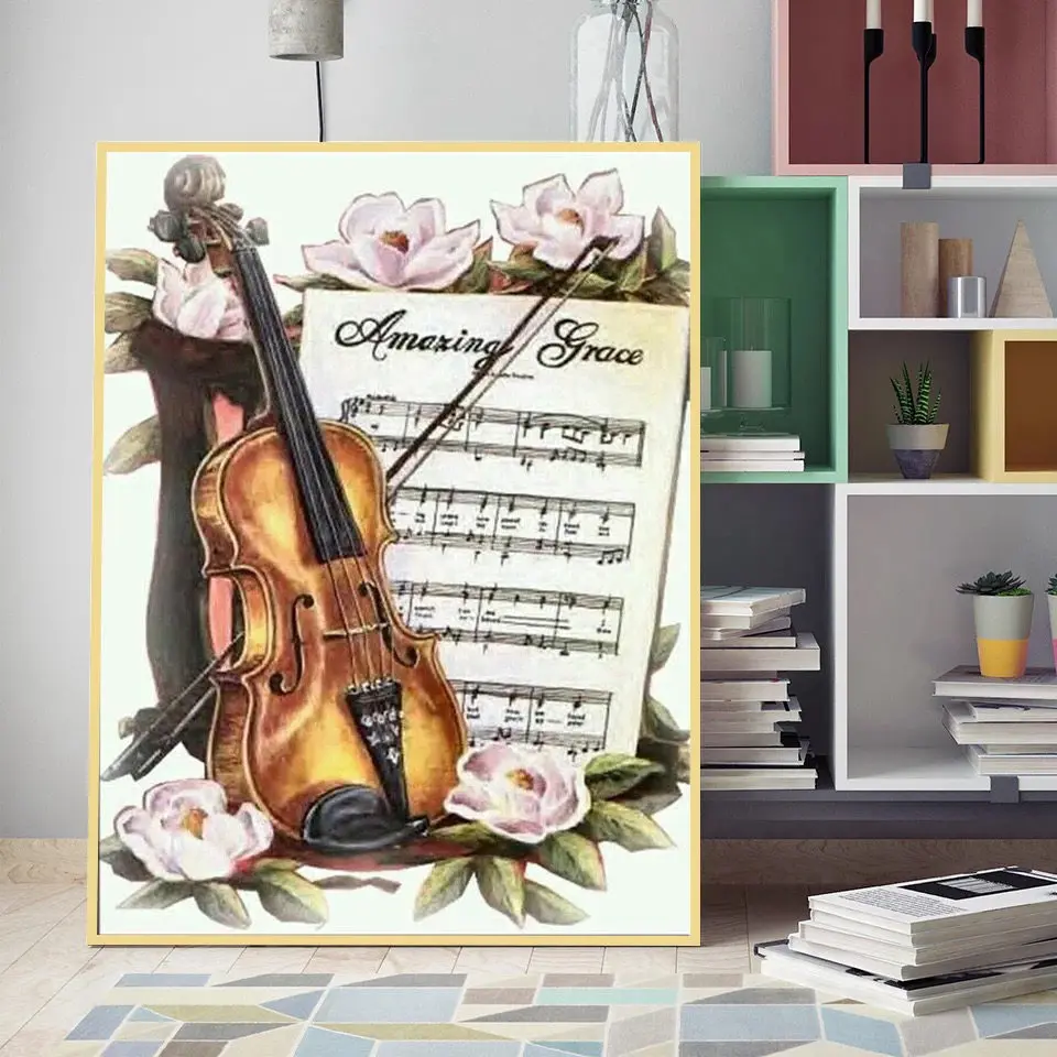 

Home 5D diamond painting handicraft sewing cross-stitch "musical instrument guitar" full DIY diamond embroidery decoration gift