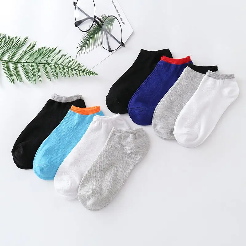 Мужские хлопковые носки однотонные полосатые классические 5 цветов на осень и