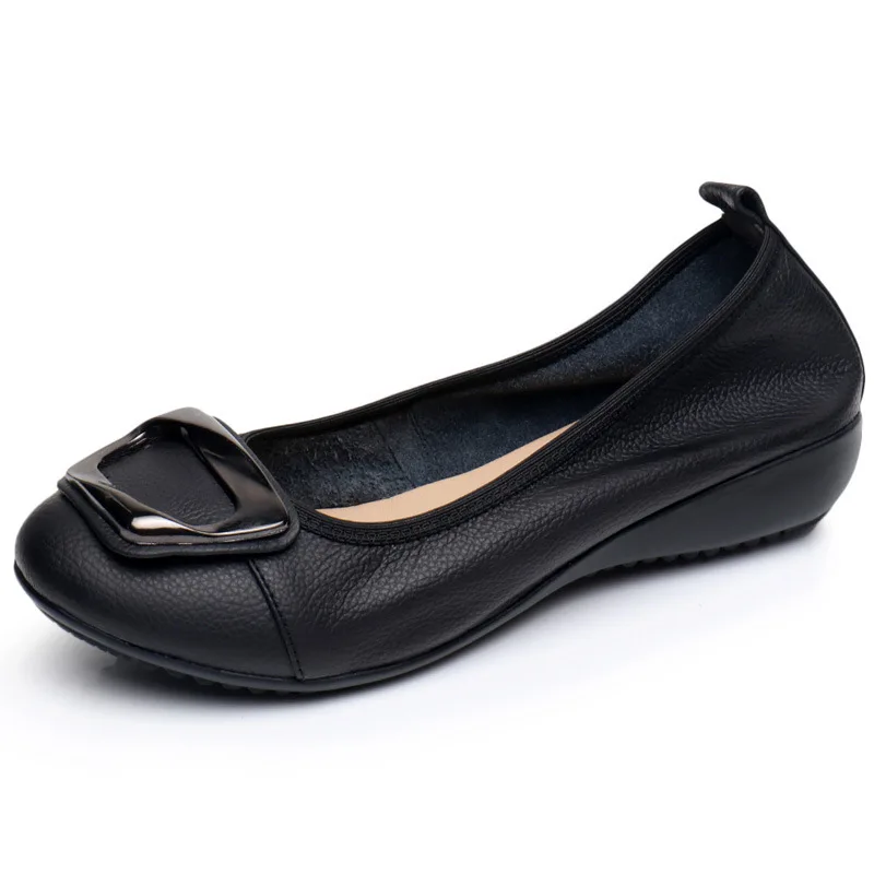 

Leisure Time Comfortable Flat Bottom Will Code Women's Leather Shoes Genuine