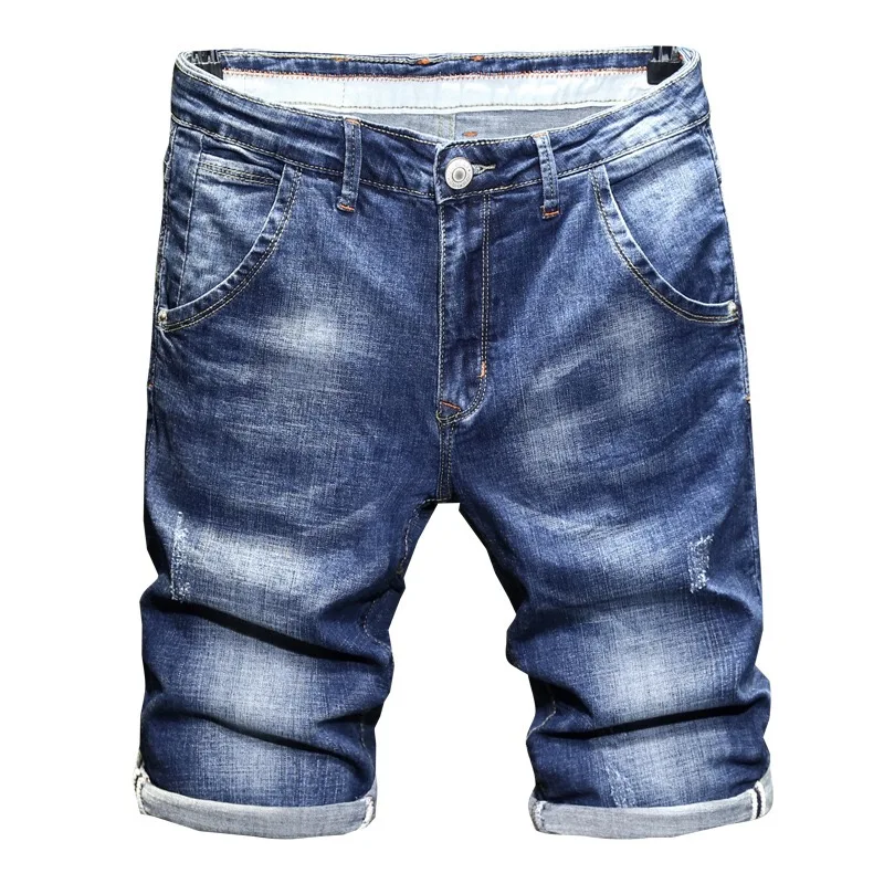 

Джинсовые шорты мужские стрейчевые, модные повседневные шорты из денима, лето