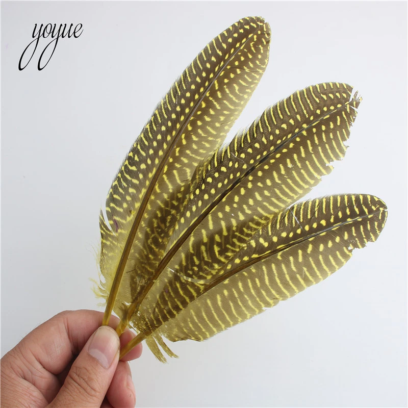 Yellow 20 штук 15-20 см красивые натуральные перламутровые куриные Пятнистые Перья DIY ремесла одежда украшения перо фазана - Цвет: Yellow