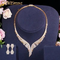cwwzircons european royal party yellow gold color cubic zircon ethinc necklace and earring jewelry sets wedding accessories t418