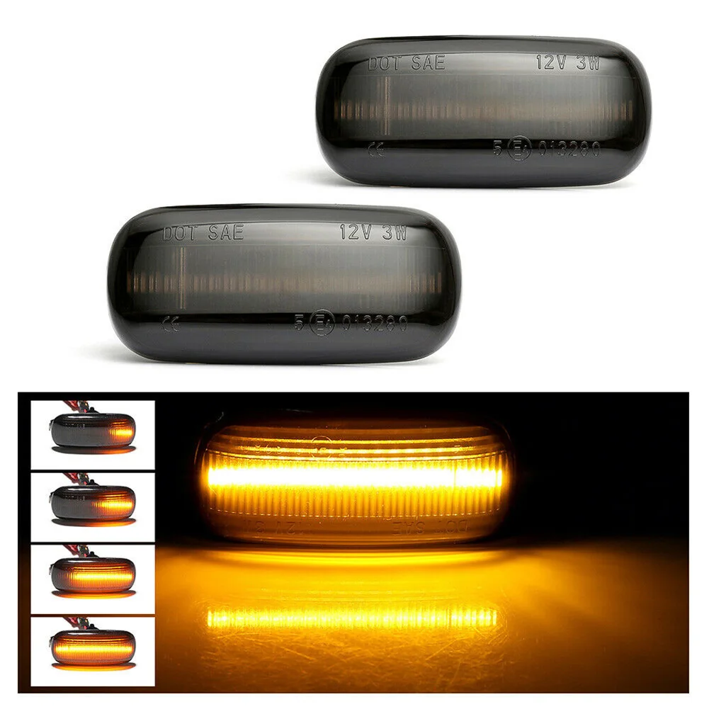 

2pcs Vehicle Side Signal Light Smoked Dynamic Waterproof Signal Light for Audi NJ88