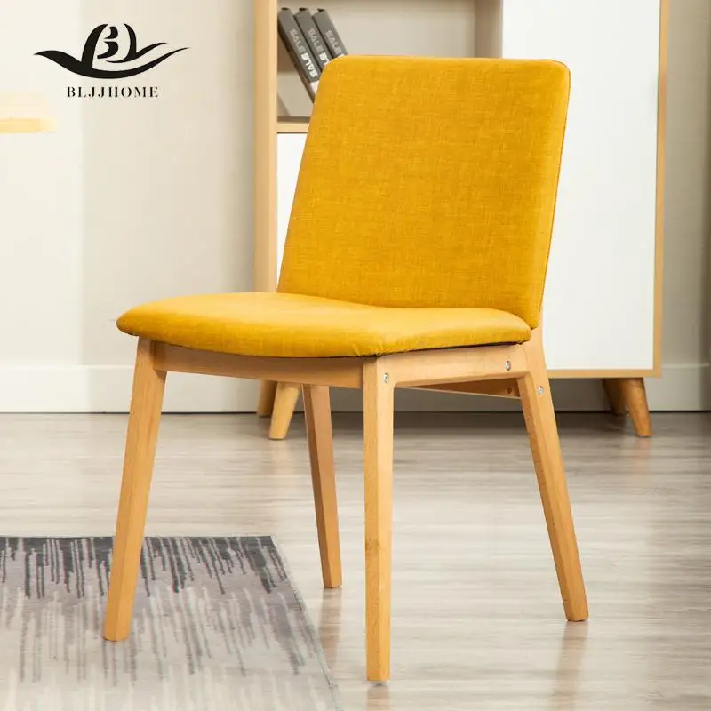 Dining Chair Nordic Home Modern Simple Study Solid Wood Back Office Desk Restaurant Stool Light Luxury |