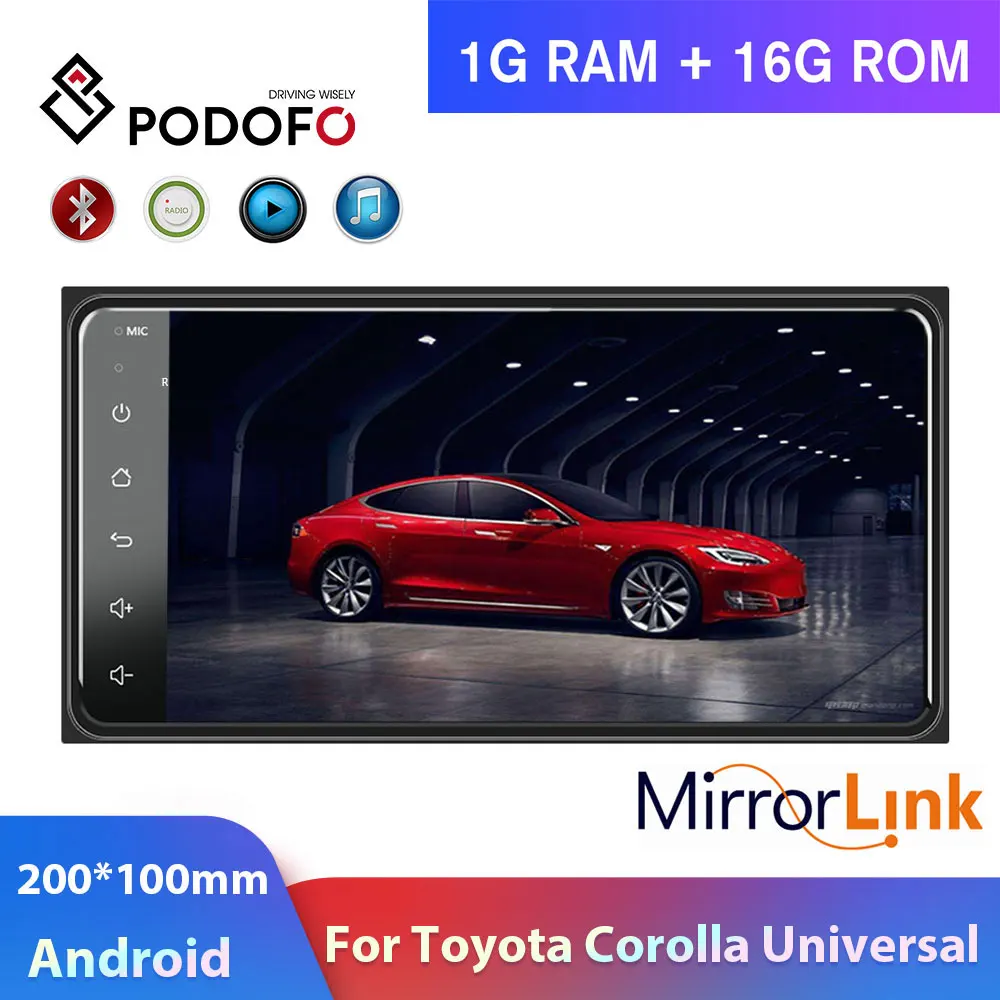 Podofo 2din автомобильное радио 2.5D Android автомобильный мультимедийный плеер 2 DIN