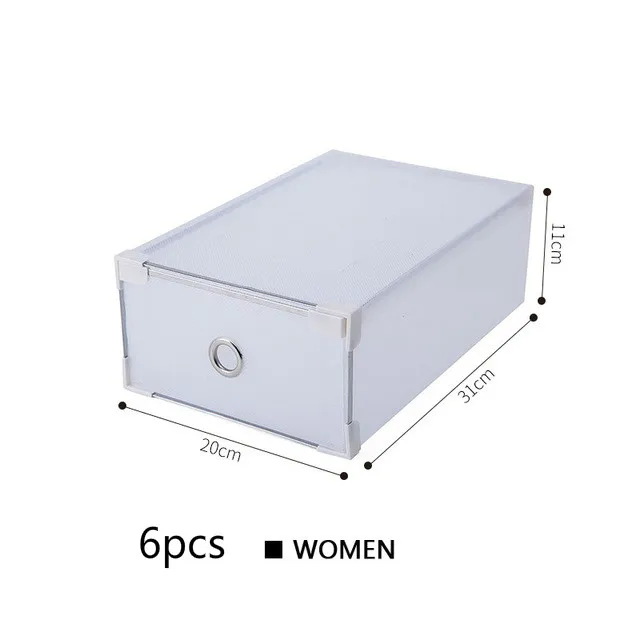 Women-6pcs Толстая пластиковая коробка для обуви, полупрозрачные ящики для хранения, Пыленепроницаемая комбинация ящиков, коробки для хранения, органайзер для обуви для мужчин и женщин - Цвет: Women-6pcs